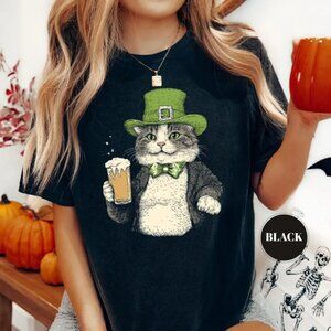 Funny Drunk Irish Cat T-Shirt, Cat Lover Gift, St Patricks Day Tee